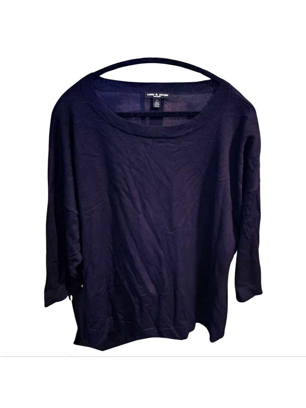 027 CABLE & GAUGE 3XL WOMEN'S BLACK SWEATER WITH BACK BUTTONS